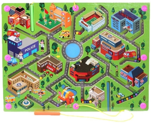 Un buen precio. Niños Tráfico de la ciudad Puzzle de madera magnético Laberinto Juego de mesa Juguetes educativos en línea
