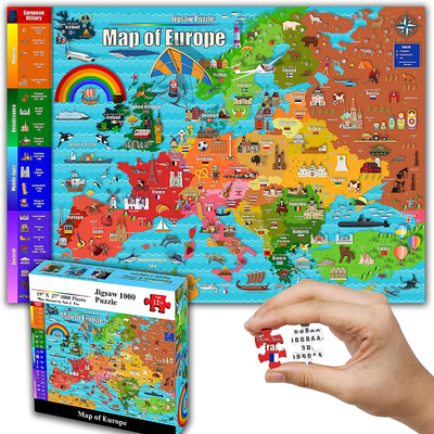 Un buen precio. Mapa de Europa a color 1000 piezas de papel Puzles de puzzle para niños 12+ Adolescentes Adultos Familias en línea