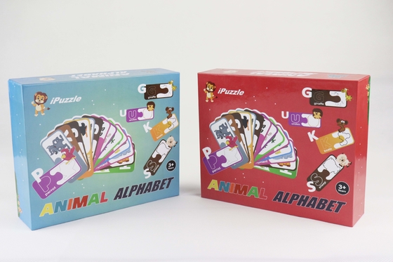 Un buen precio. Papel de cartón gris con barniz Puzles con animales y cartas de alfabeto en línea
