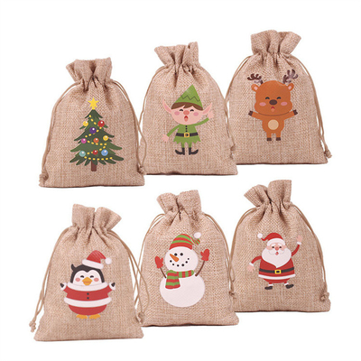 Un buen precio. Regalo de Navidad pequeño personalizado Bolso de cuerda de tirón Bolsas de yute en línea