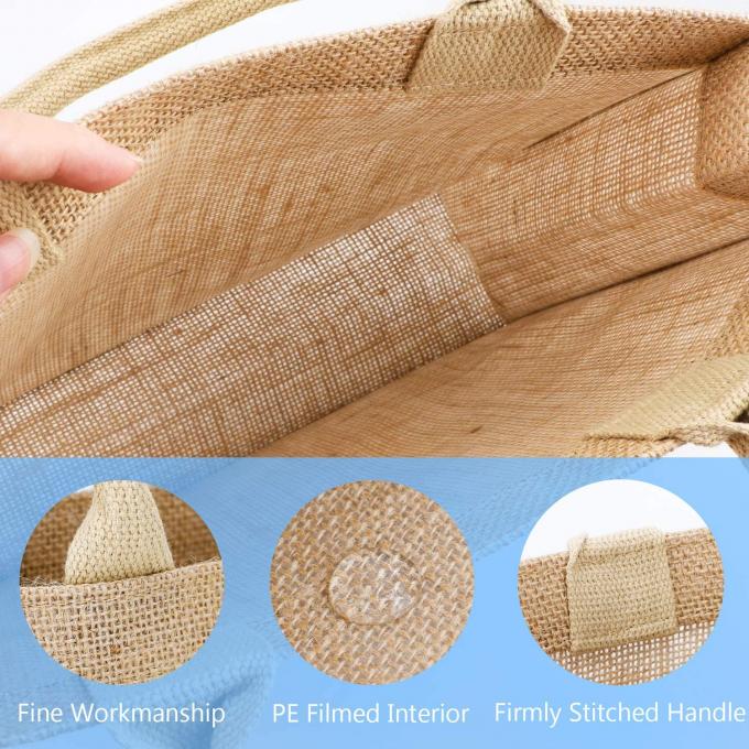 Bolsas personalizadas de jute con toque de burlap Impresión personalizada de Navidad con asas 1