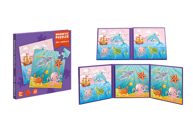 Juguetes Educativos Magnéticos Preescolares Animales Marinos Puzzles Para Niños De 3 Años + 0